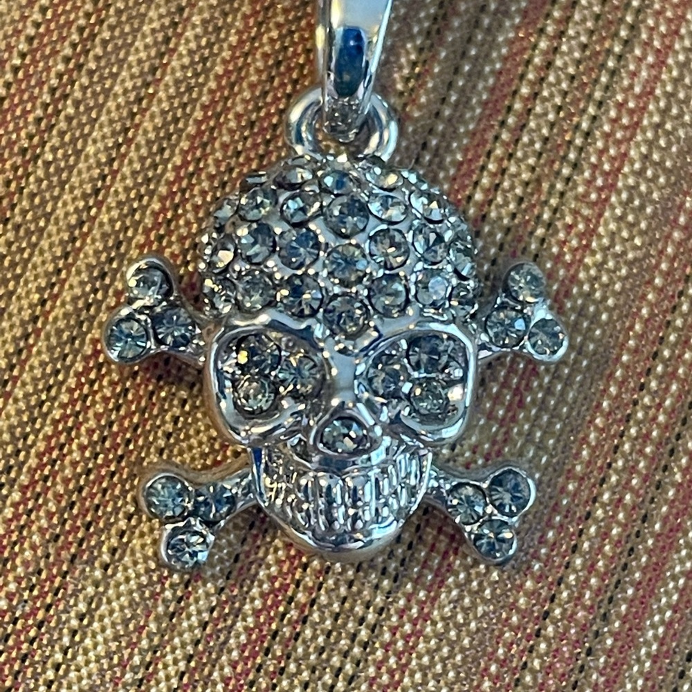 Skull and Bones CZ Rodium Plated Necklace.. fun!!!